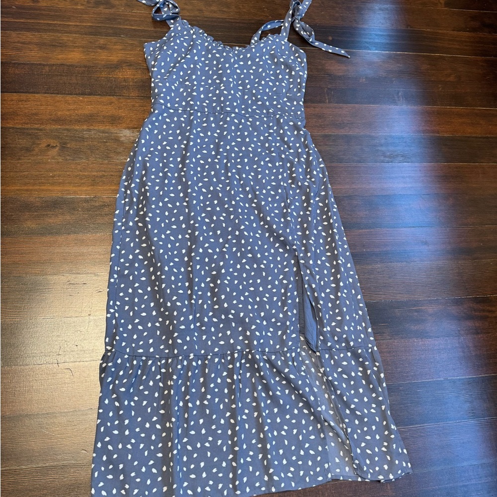 Abercrombie & Fitch Navy Midi Dress with White Dots